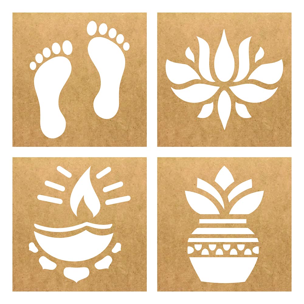 šŖ Rangoli Stencil ā Pack of 4 (MDF 5"x5")