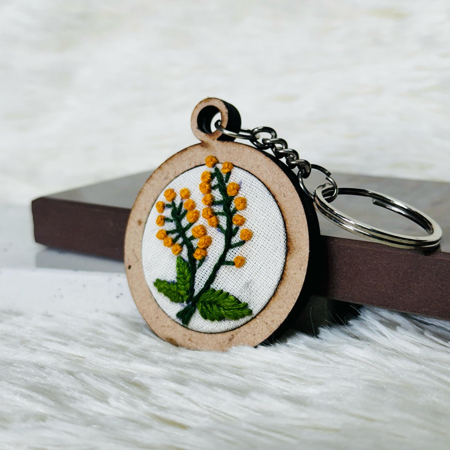 Leafy Branch MDF Keychain 🌿