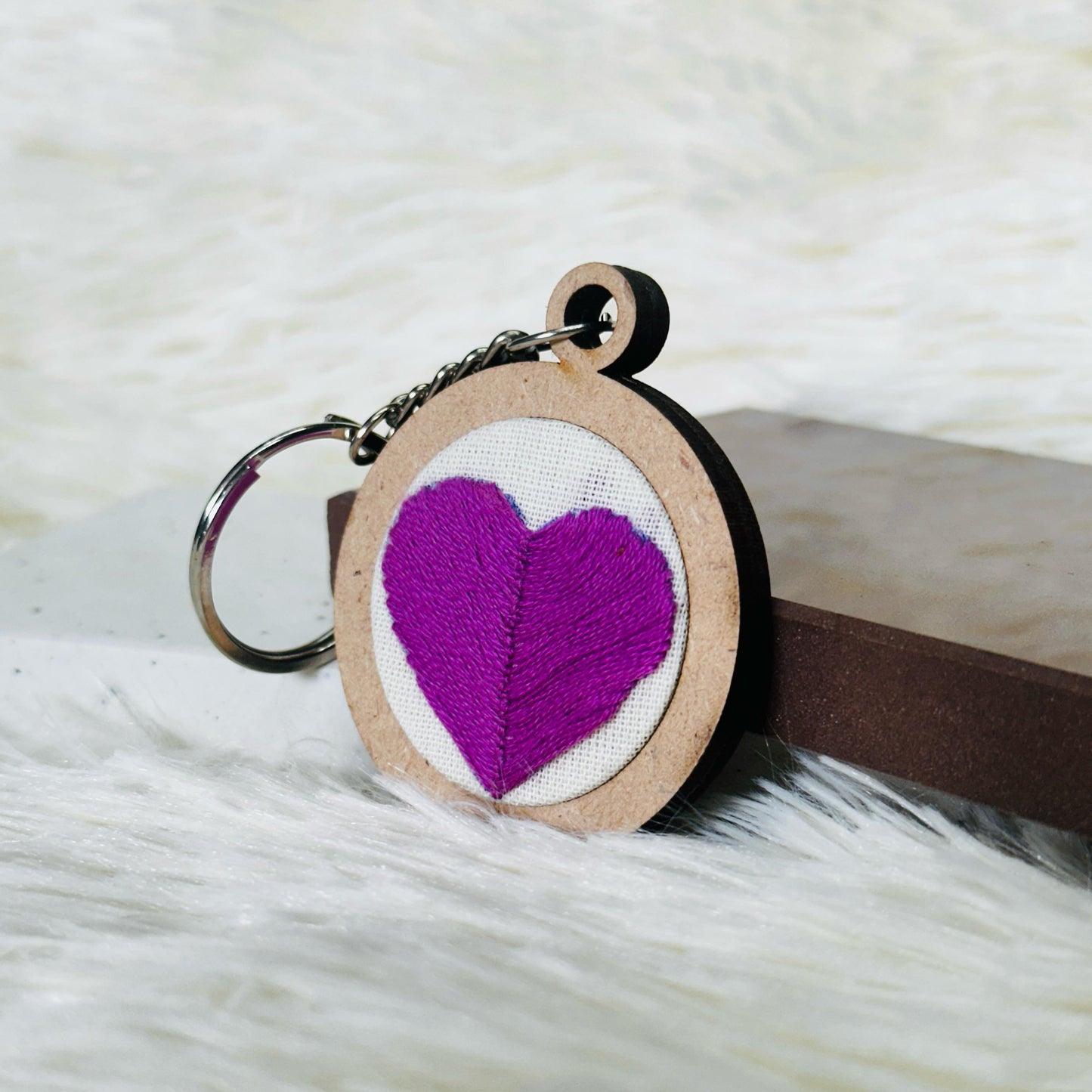 Purple Heart MDF Keychain ๐