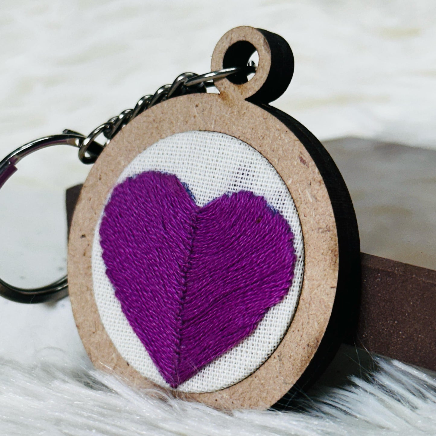 Purple Heart MDF Keychain ๐
