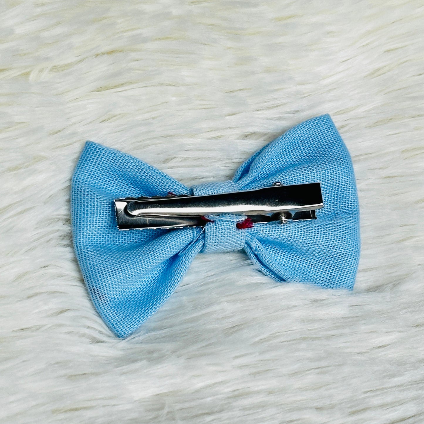 Blue Handmade Threadwork Hairbow โ Cherry Design ๐
