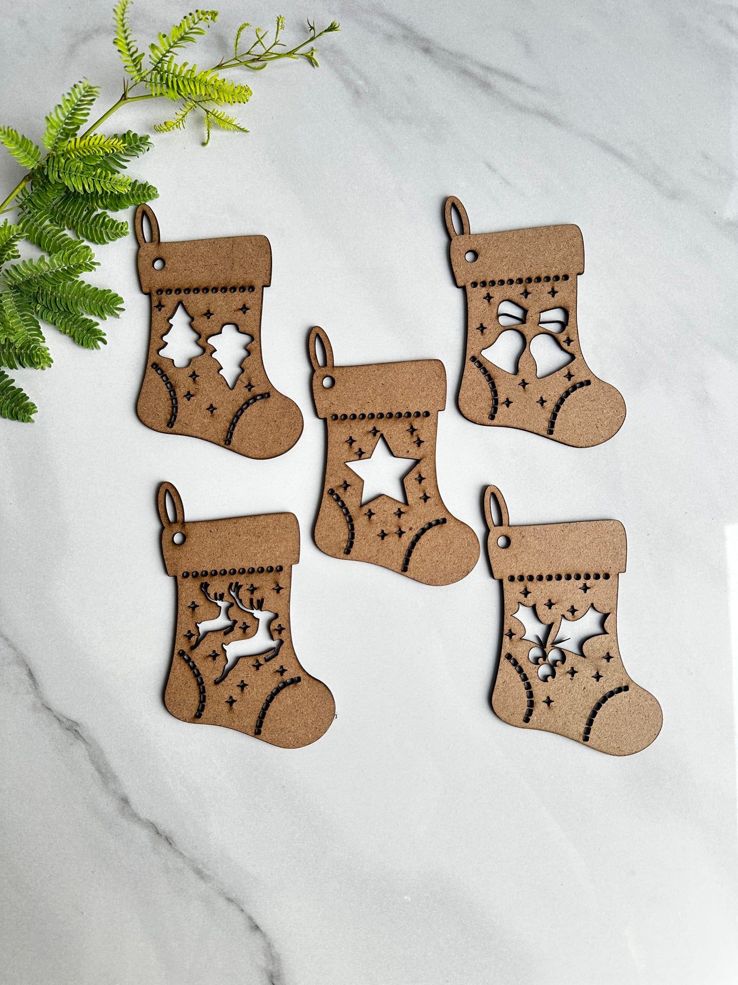 🧦 Christmas MDF Socks Combo – Set of 5 🎨