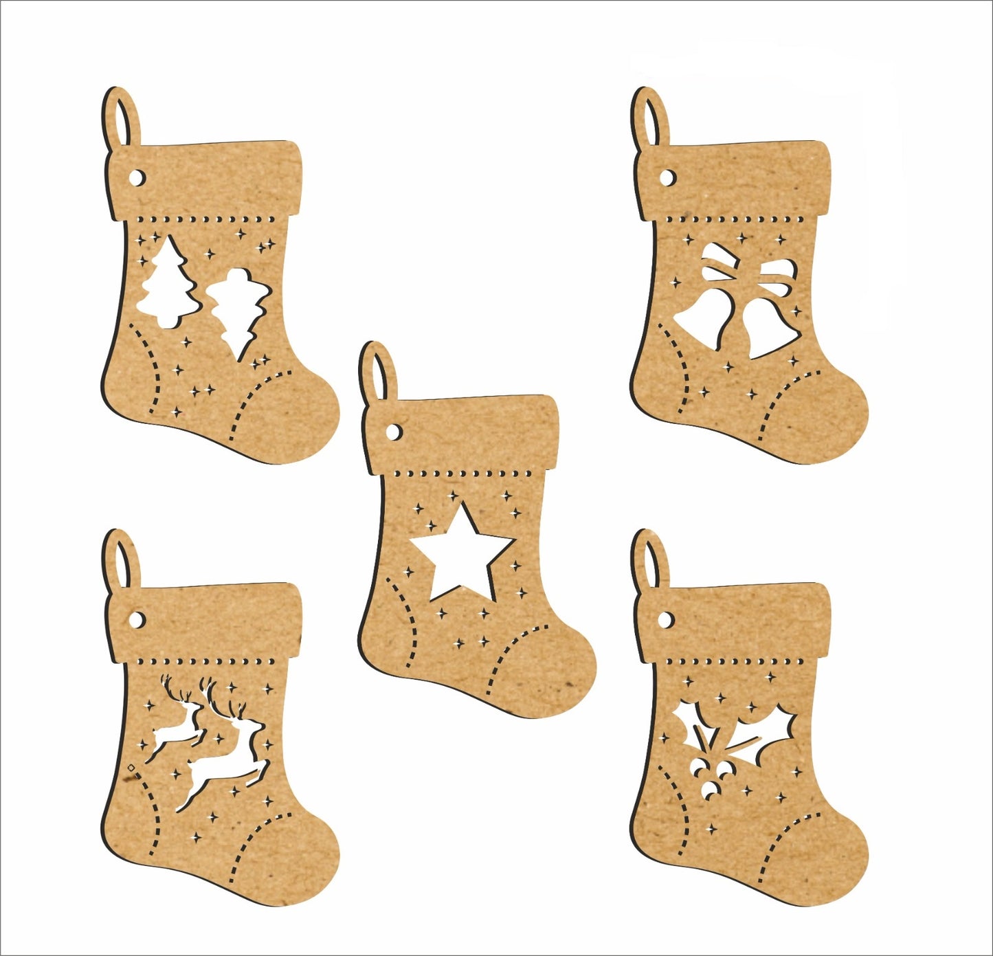 🧦 Christmas MDF Socks Combo – Set of 5 🎨