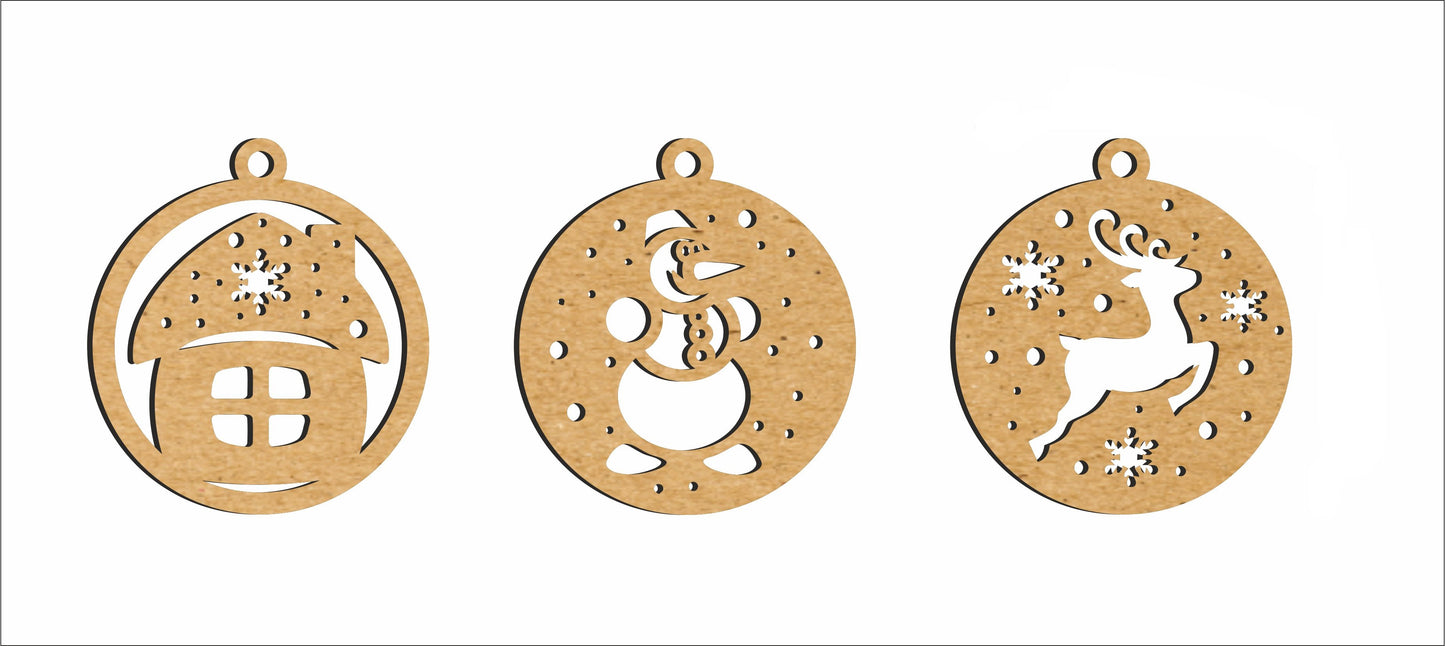 🎄 Christmas MDF Circle Combo – Set of 3 🎨