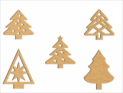 🎄 Christmas MDF Tree Combo – Set of 5 🎨