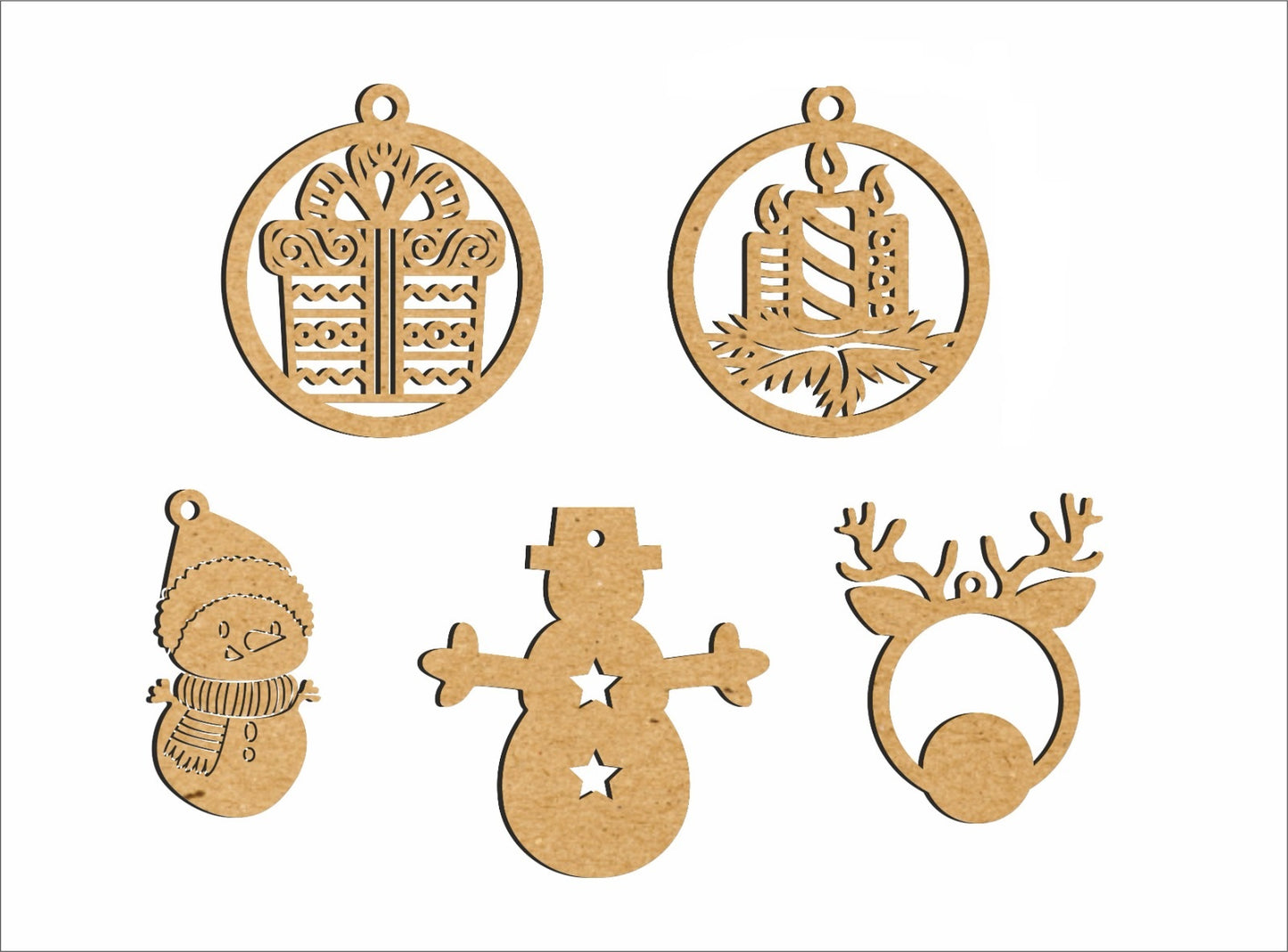 🎄 Christmas MDF Circle Combo – Set of 5 🎨
