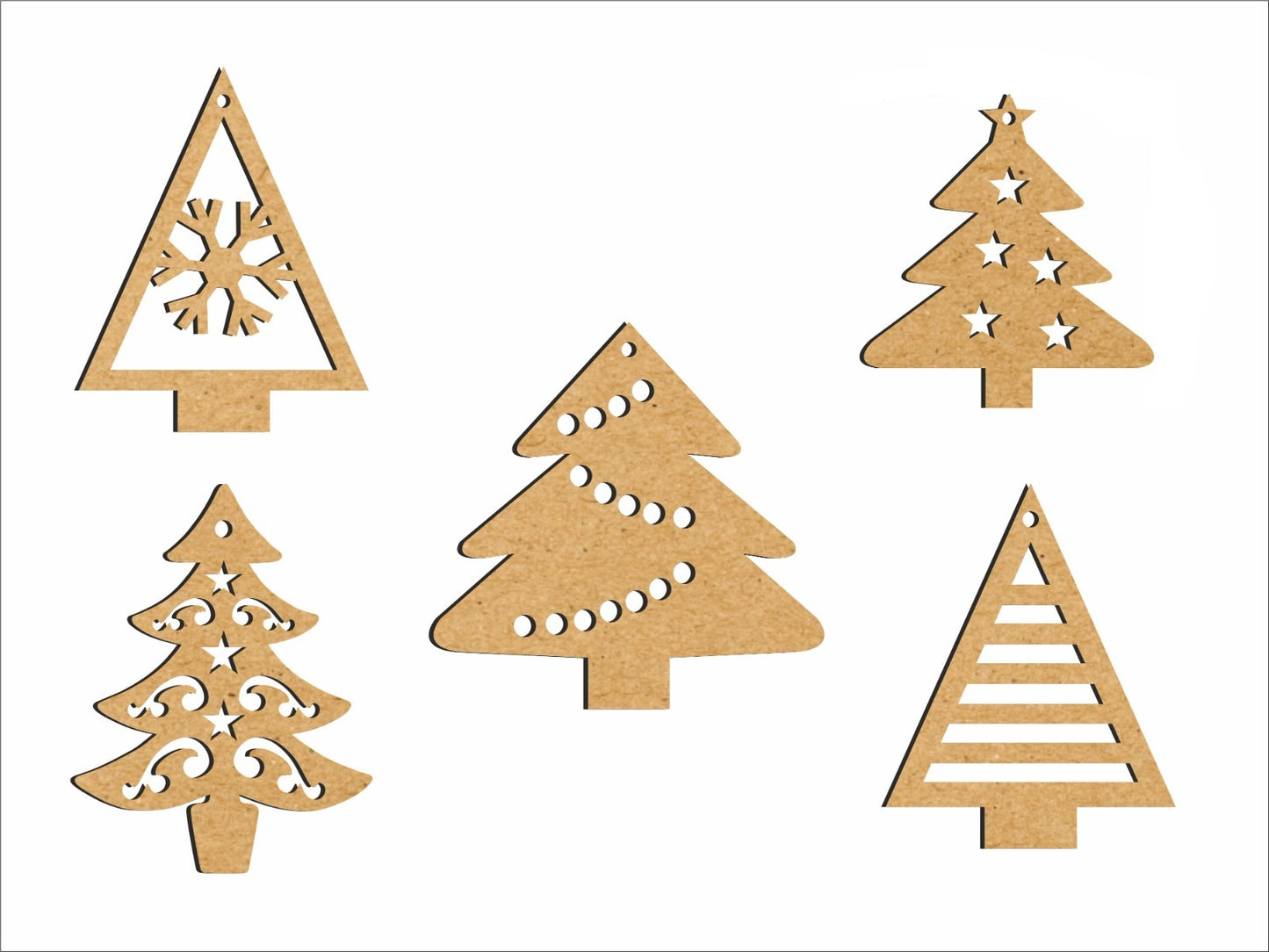 MDF Christmas Tree Cutouts – 5 Unique Designs 🎄