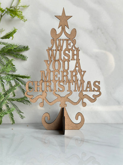 🎄 MDF Christmas Stand – “We Wish You Merry Christmas” 🎅