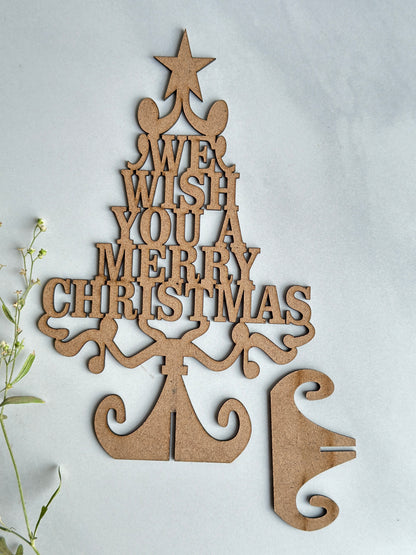 🎄 MDF Christmas Stand – “We Wish You Merry Christmas” 🎅