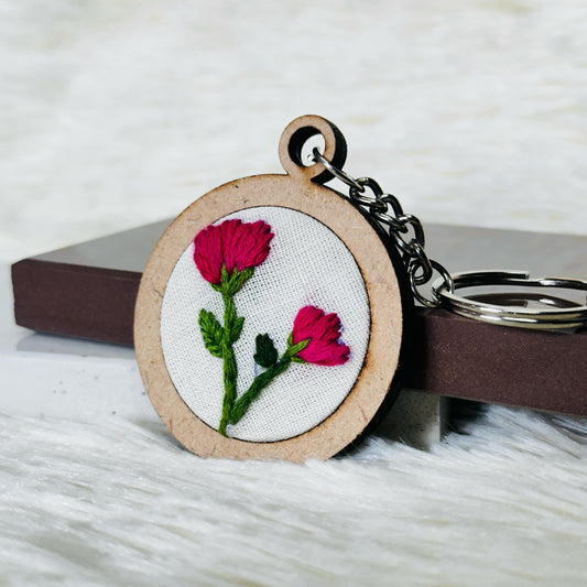 Pink Flower MDF Keychain 🌷🌸