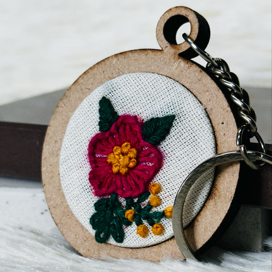 Pink Flower MDF Keychain 🌸💗