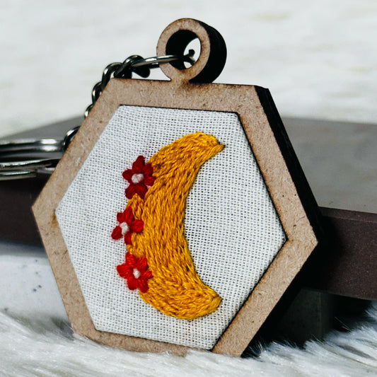 Yellow Moon MDF Keychain 🌜🏵️