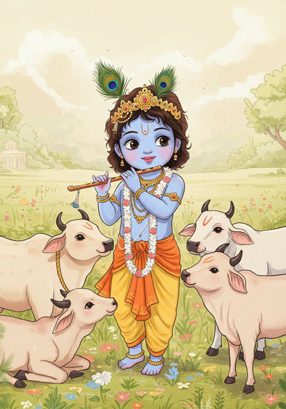 ✨🦚Krishna Blessings Photo Fridge Magnet