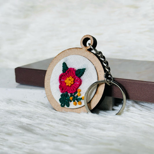 Pink Flower MDF Keychain 🌸💗