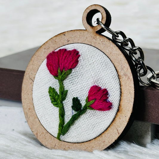 Pink Flower MDF Keychain 🌷🌸
