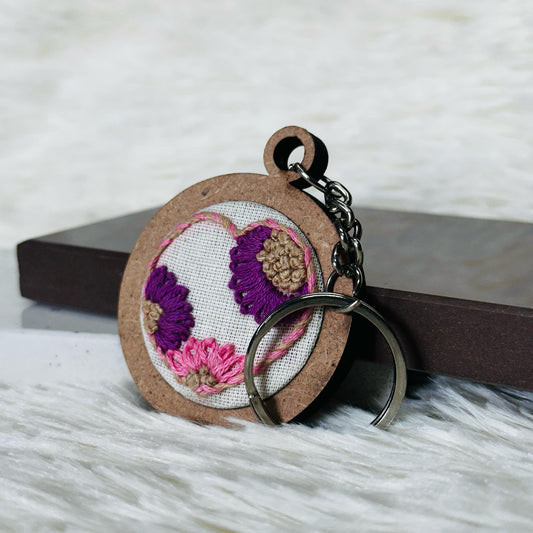 Purple Heart Flower MDF Keychain 🌸💜