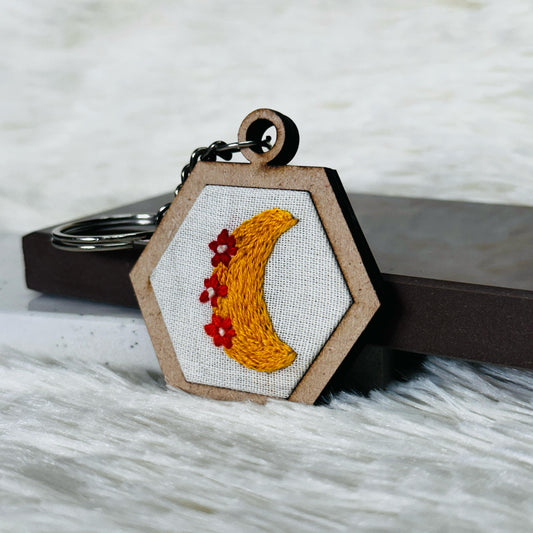 Yellow Moon MDF Keychain 🌜🏵️